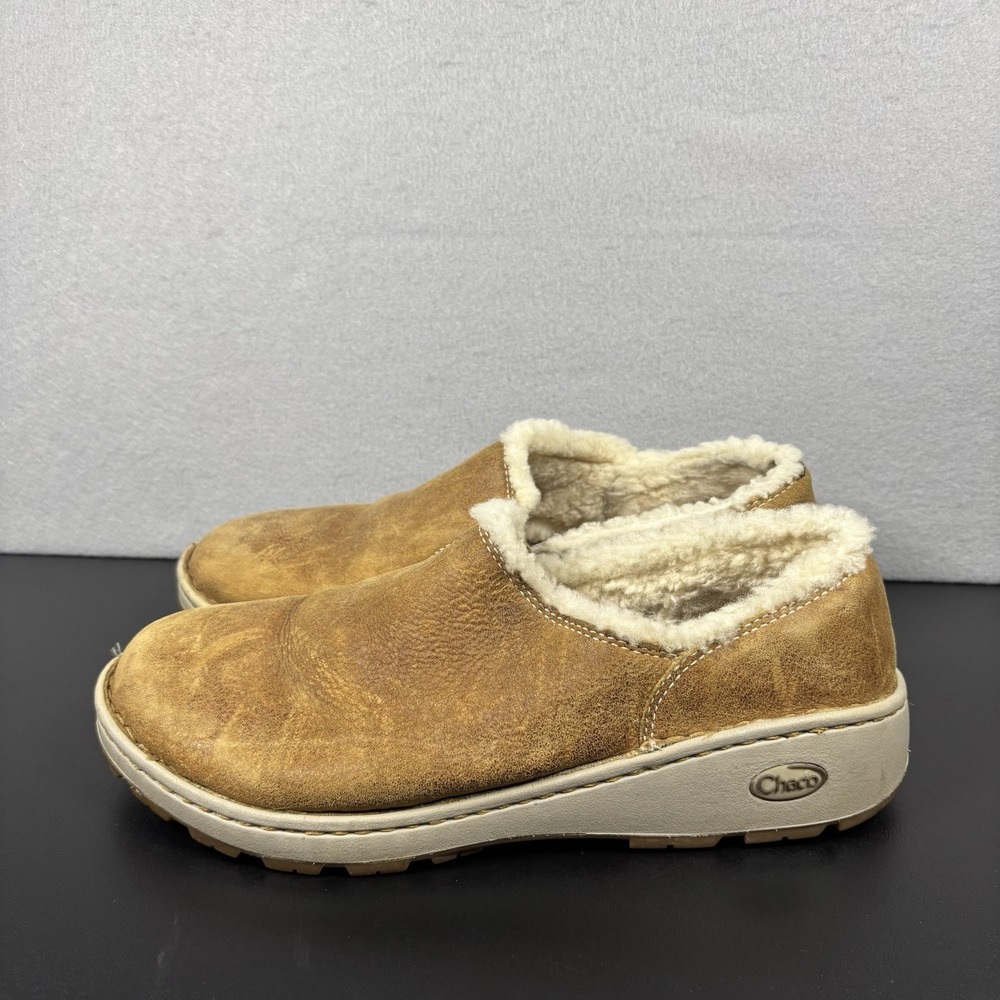 Chaco Zaagh Baa Vibram Sienna Leather Shearling Women's Loafers Slippers Size 10
